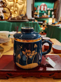 Load image into Gallery viewer, Navy Blue with Golden Lotus Tea cup