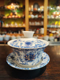 Load image into Gallery viewer, 200ml ceramic Gaiwan with Golden Blue flowers