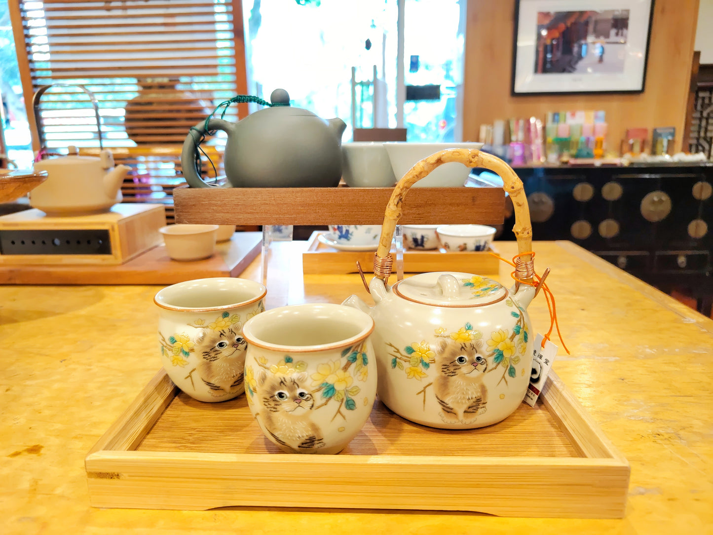 Little Cat Teapot set with Tray