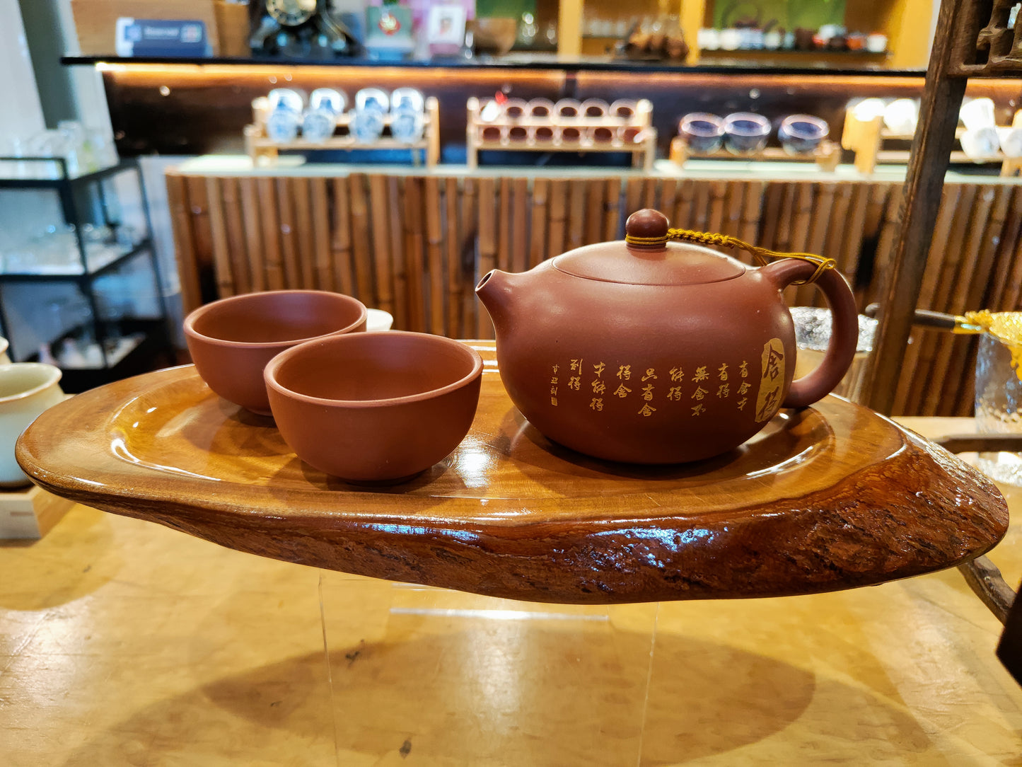 Purple Clay Teapot set with Tray
