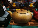Load image into Gallery viewer, Gold Cast Iron Teapot