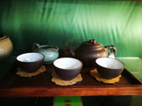 Load image into Gallery viewer, Purple Clay Teapot Set with Real Wooden Tray