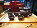 Load image into Gallery viewer, Purple Clay Tea Set with Bamboo Tray